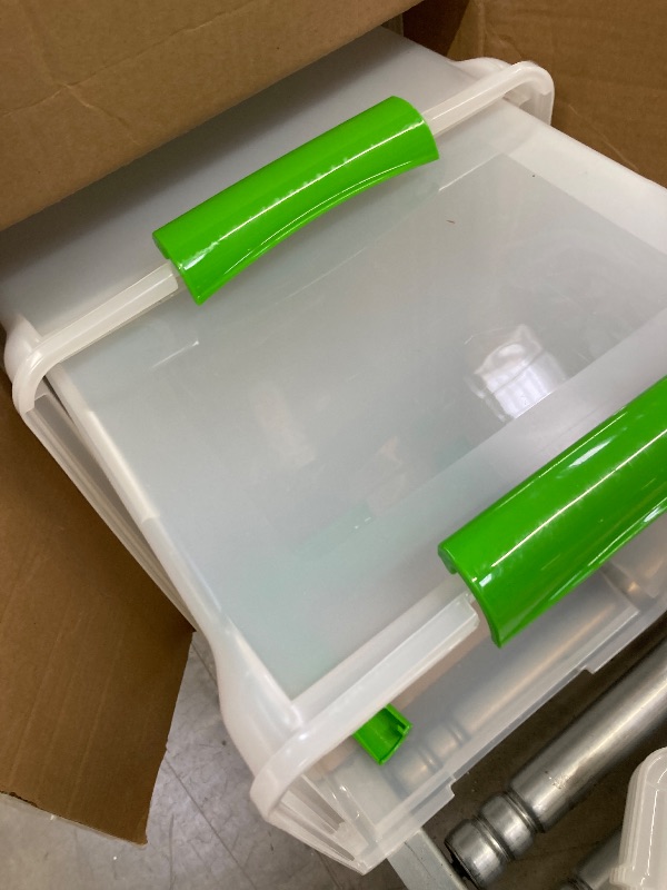 Photo 1 of ***(DAMAGED -SELLING AS IS )***
IRIS USA File Box File Organizer Plastic File Box for Letter/Legal File, BPA-Free Plastic Storage Bin Tote Organizer w/Secure Latching Lid and Easy-Slide Pad, Clear 35 Qt. 4Pack