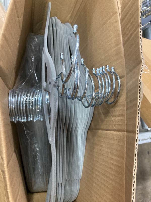 Photo 1 of ***MISSING 4 HANGERS/ONLY 26****30 Pack Velvet Non Slip Hangers, Space Saving Slim Felt Hangers for Coats, Suits, Dresses, Jackets, and Pants, Durable Stackable Closet Organizer (27, Gray)