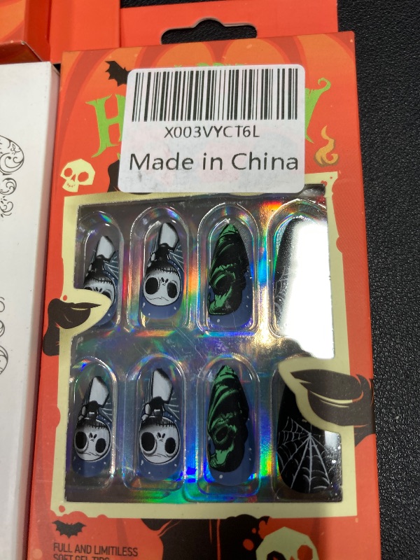 Photo 1 of ***5 PACKS INCLUDED***Halloween Press on Nails Medium Almond SWEKKE Fake Nails Full Cover Nightmare Nails Christmas Nails Spider Web False Nails Matte Glue on Nails Artificial Acrylic Nails for Women Girls 24 Pcs***5 PACKS INCLUDED***