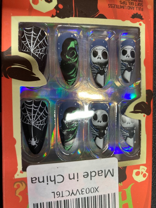 Photo 1 of ***5 PACKS INCLUDED***Halloween Press on Nails Medium Almond SWEKKE Fake Nails Full Cover Nightmare Nails Christmas Nails Spider Web False Nails Matte Glue on Nails Artificial Acrylic Nails for Women Girls 24 Pcs***5 PACKS INCLUDED***