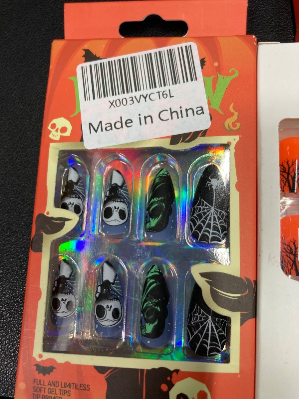 Photo 1 of ***5 PACKS INCLUDED***Halloween Press on Nails Medium Almond SWEKKE Fake Nails Full Cover Nightmare Nails Christmas Nails Spider Web False Nails Matte Glue on Nails Artificial Acrylic Nails for Women Girls 24 Pcs***5 PACKS INCLUDED***