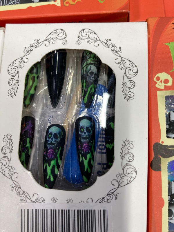 Photo 1 of ***5 PACKS INCLUDED***Halloween Press on Nails Medium Almond SWEKKE Fake Nails Full Cover Nightmare Nails Christmas Nails Spider Web False Nails Matte Glue on Nails Artificial Acrylic Nails for Women Girls 24 Pcs***5 PACKS INCLUDED***