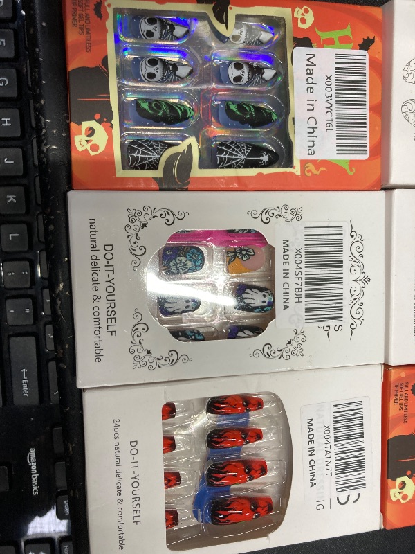 Photo 1 of ***6 PACKS INCLUDED***Halloween Press on Nails Medium Almond SWEKKE Fake Nails Full Cover Nightmare Nails Christmas Nails Spider Web False Nails Matte Glue on Nails Artificial Acrylic Nails for Women Girls 24 Pcs***6 PACKS INCLUDED***