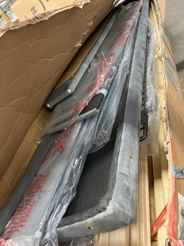 Photo 1 of BED FRAME, BLUE FABRIC 76" WIDE