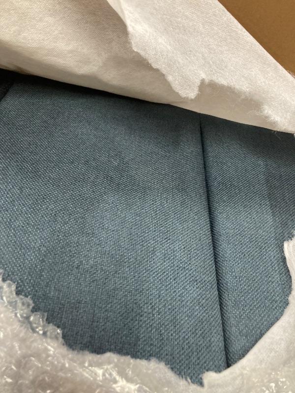 Photo 1 of Chic Home Kube Storage Bench Linen Textured Upholstery Minimalist Design with Discrete Interior Compartment, Modern Contemporary, Blue