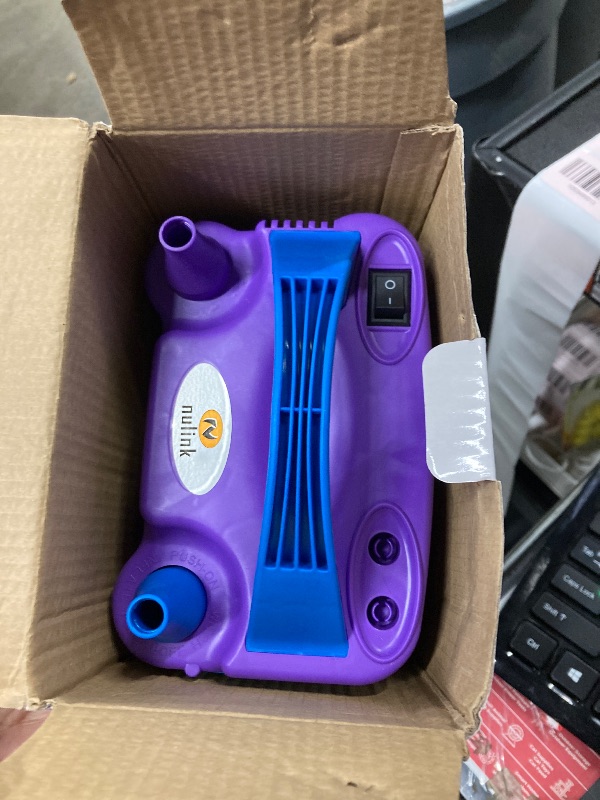 Photo 1 of ***(MISSING PARTS -SELLING AS IS)*** 
NuLink Balloon Pump Electric Portable Dual Nozzle Air Pump for Balloons Blower Pump Inflator for Decoration, Birthday Party [110V~120V, 600W, Purple]