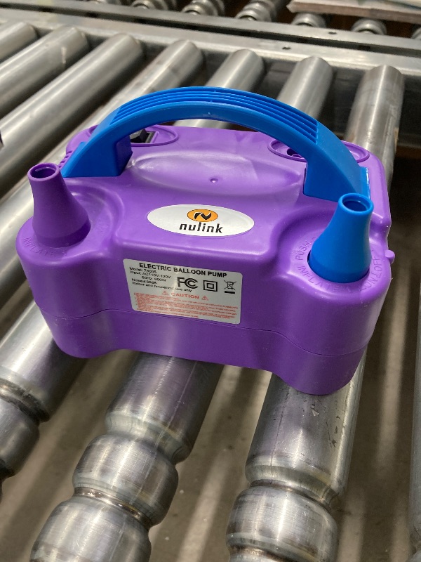 Photo 1 of ***(MISSING PARTS -SELLING AS IS)*** 
NuLink Balloon Pump Electric Portable Dual Nozzle Air Pump for Balloons Blower Pump Inflator for Decoration, Birthday Party [110V~120V, 600W, Purple]