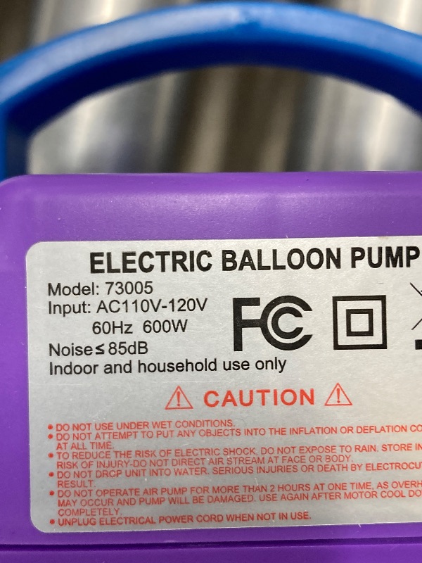 Photo 1 of ***(MISSING PARTS -SELLING AS IS)*** 
NuLink Balloon Pump Electric Portable Dual Nozzle Air Pump for Balloons Blower Pump Inflator for Decoration, Birthday Party [110V~120V, 600W, Purple]