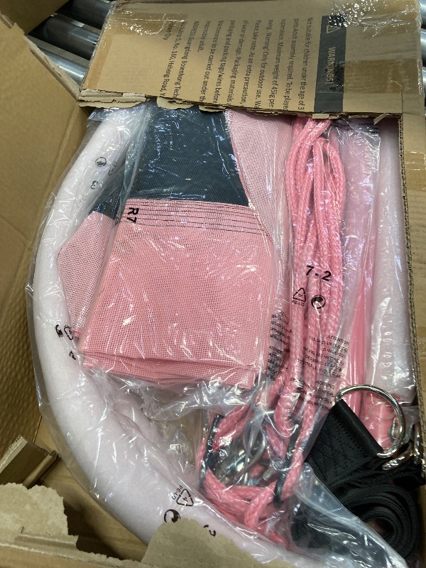 Photo 1 of **MISSING HARDWARE/DAMAGED SAUCER-FRAYED ON END-SEE PICS**Lunafun 69" Giant Oval Tree Swing for Kids 700LBS Flying Platform Saucer Tree Swing Sets for Backyard Indoor with 2 Hanging Straps Pink