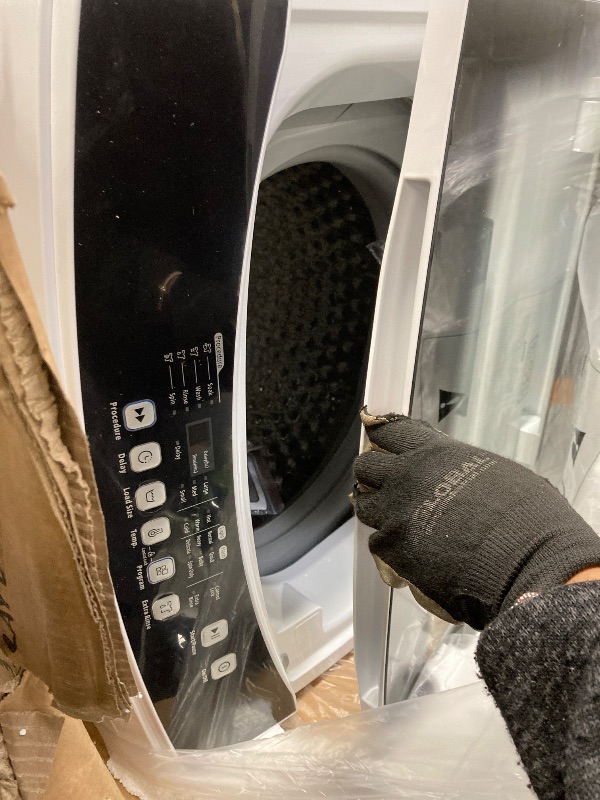 Photo 1 of ***has a dent on the side***BLACK+DECKER 3.0 Cu. Ft. Portable Washer, 26.5 lb. Capacity Washing Machine, 6 Cycles, Quick Connect Sink Adapter and Drain Hose Included, Transparent Lid & LED Display, BPW30MW, White