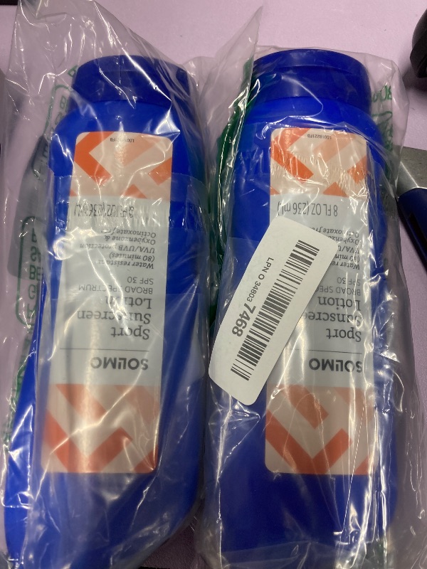 Photo 1 of **2 pieces**Amazon Basics Sport Sunscreen Lotion SPF 30, Water Resistant (80min), Formulated without Octinoxate & Oxybenzone, Broad Spectrum UVA/UVB Protection, 8 Fluid Ounce