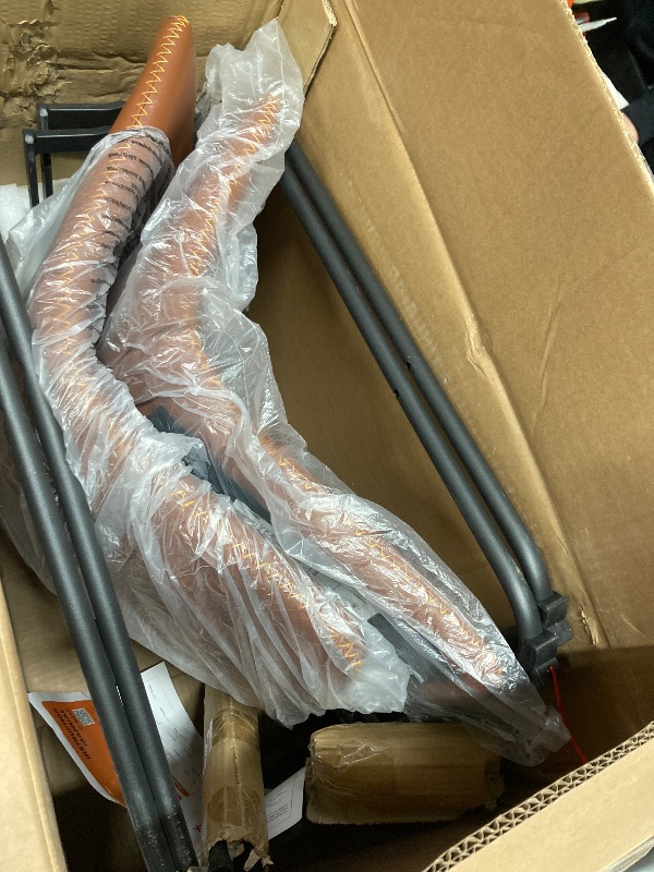 Photo 1 of **set 2**DUMOS 26 Inch Counter Height Bar Stools Set of 2, Modern Faux Leather High Barstools with Back and Metal Leg, Bar Chairs for Kitchen lsland, Brown