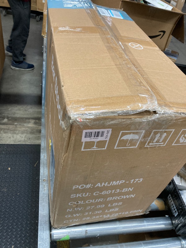 Photo 1 of **set 2**DUMOS 26 Inch Counter Height Bar Stools Set of 2, Modern Faux Leather High Barstools with Back and Metal Leg, Bar Chairs for Kitchen lsland, Brown