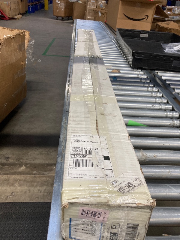 Photo 1 of **THE DESCRIPTION AND PHOTO ARE FOR REFERENCE ONLY**36 x 80-inch Fiberglass Front Door, Left Opening, 4-9/16-inch jamb, Primed Oak Grain Design with Privacy Blind Glass with Brick molding (White-1-Left, 4-9/16")