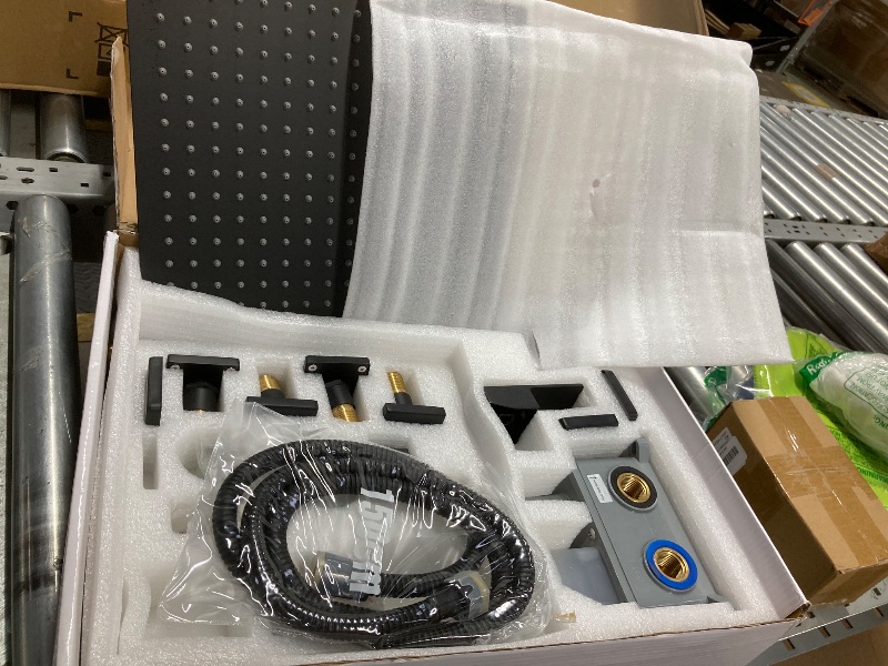 Photo 1 of BESy 12 Inch Rain Shower Head System 4 Full Body Jets Set, Wall Mounted High Pressure Rainfall Shower Faucet Fixtures Combo with 2 in 1 Handheld Sprayer Hand Showerhead for Bathroom, Matte Black