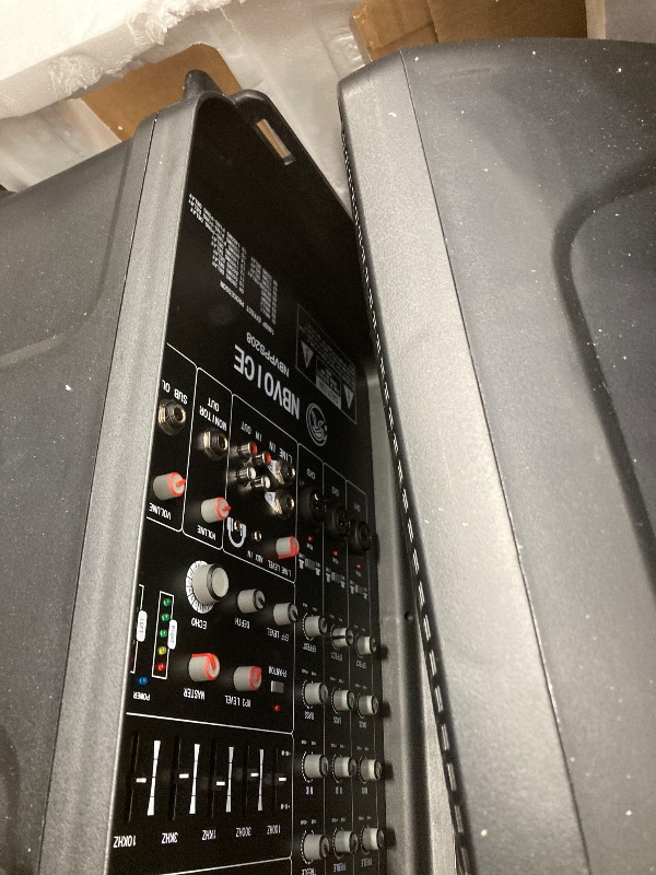 Photo 1 of ***Very used****
NBVOICE Professional Portable All-in-One Integrated 2-Way PA System Fixed Setup, Suitcase Design w/ 8-Channel Mixer, 2 Speaker Stands, Bluetooth, Mic for Performances, Presentations