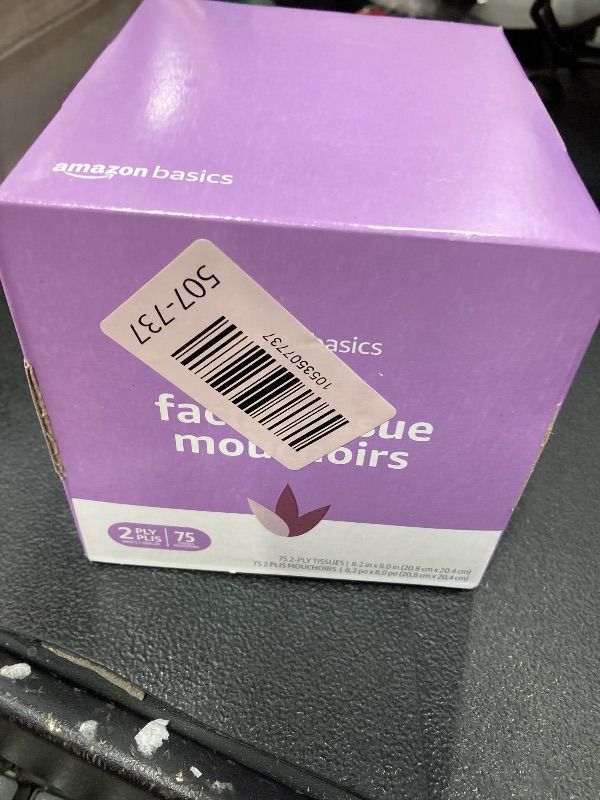 Photo 1 of
Amazon Basics 2-Ply Ultra Facial Tissue with Lotion, 75 Count***Factory seal***