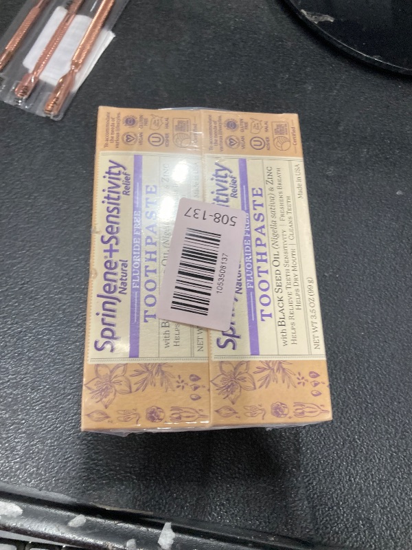 Photo 1 of ***Factory seal***
SprinJene Fluoride Free Toothpaste - Patented Natural Toothpaste with Black Seed Oil & Zinc - Made in The USA - Vegan Non Fluoride for Fresh Breath Preservative Free (2 Pack)
