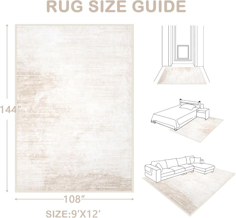 Photo 1 of 
Area Rugs 9x12 Living Room: Washable Rug Modern Abstract Large Rugs Soft Non Slip Neutral Rug Stain Resistant Indoor Carpet for Bedroom Kitchen Dining Room...