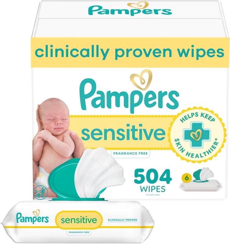 Photo 1 of 

Pampers Baby Wipes Sensitive, Water Based Hypoallergenic and Unscented 504 Total (6 Flip-Top Packs