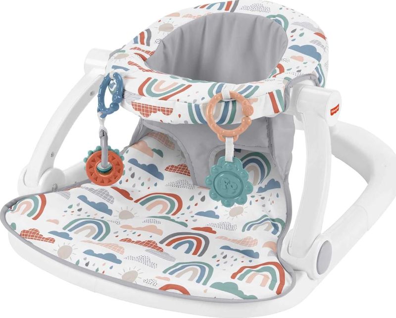 Photo 1 of 
Fisher-Price Portable Baby Chair Sit-Me-Up Floor Seat with Developmental Toys & Machine Washable Seat Pad, Rainbow Showers