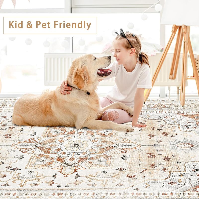 Photo 1 of 
Washable Rugs 8x10 Area Rugs for Living Room,Rugs for Bedroom,Large Carpets,Ultra Soft Faux Wool Retro Dining Room Rug,Non Slip&Non-Shedding Low Pile...