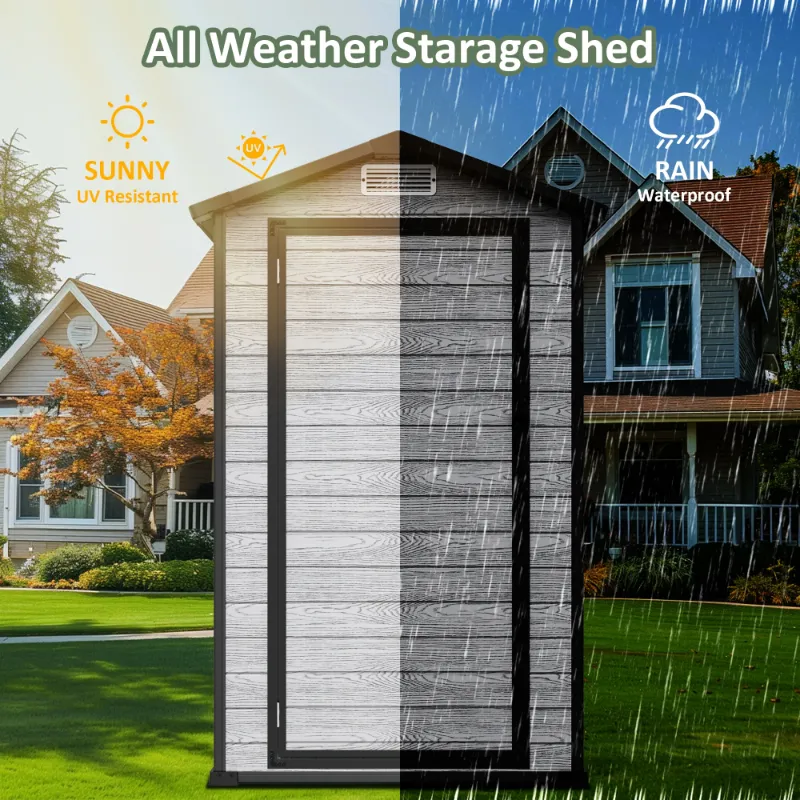 View 1 of ***BOX 1 OF 2****
GVDV Garden Shed, 6'x4' Resin Storage Shed with Floor for Lawnmowers/Bicycles/Pool Supplies, Gray
