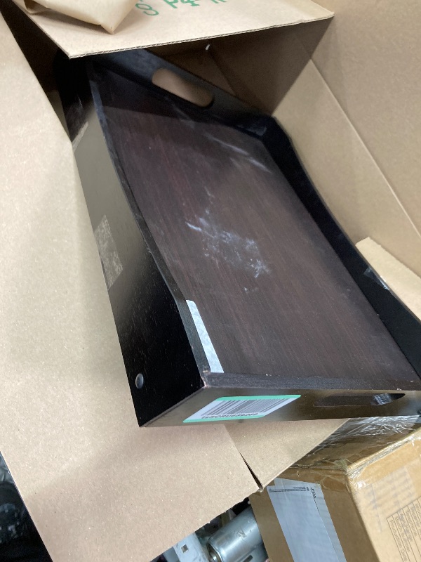 Photo 1 of Bed Table Tray with Folding Legs - Bamboo Breakfast Tray with Handles for Bed, Sofa, Eating and Laptops, Snacking and Working chocolate