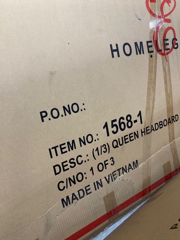 Photo 1 of ***(PARTIAL -SELLING AS IS INCOMPLETE MISSING BOX 2 OF 3)*** Benzara Ugo Queen Bed- Slatted Arched Headboard- Finial Accents- Gray Wood Frame