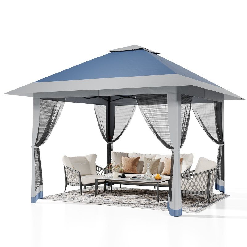 Photo 1 of
Garvee 13' X 13' Outdoor Tent, Double Roof Patio Gazebo Quick Setup Instant Canopy Tent Instant Canopy Gazebo Shelter, Blue & Grey ******* fabric seal **********