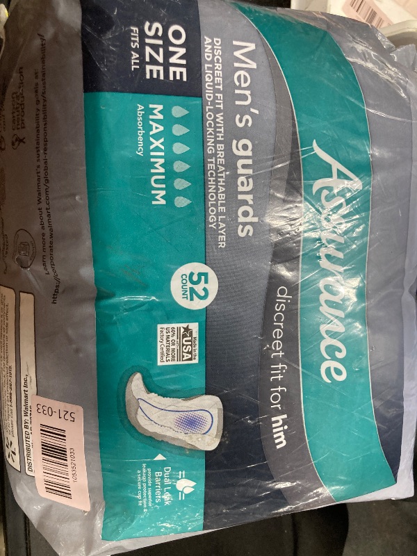 Photo 1 of .Assurance Men's Guards, Maximum Absorbency Total 52 Count. (Pack of 1)