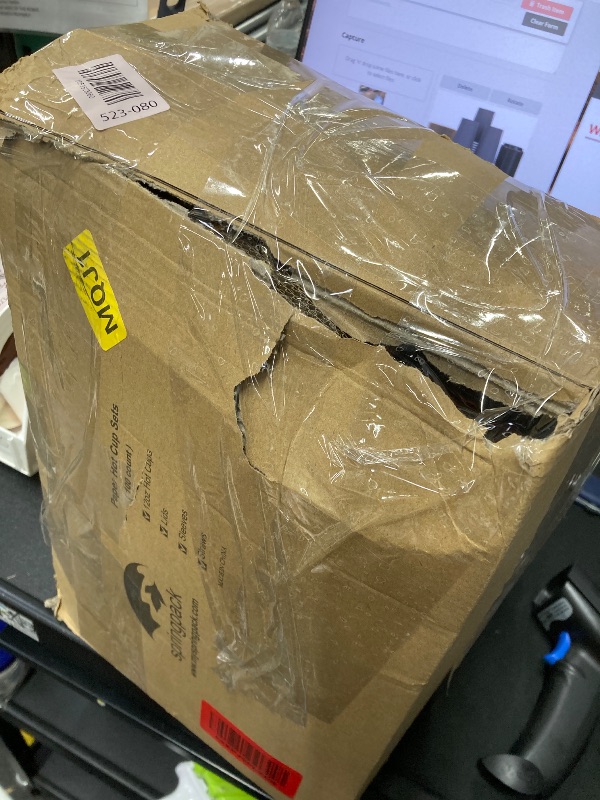 Photo 1 of 100 Pack - 12 oz Disposable Coffee Cups To Go with Lids Sleeves and Straws 100% Biodegradable & Compostable Pla Eco Friendly Paper Coffee Cups for Tea Coffee Hot Chocolate