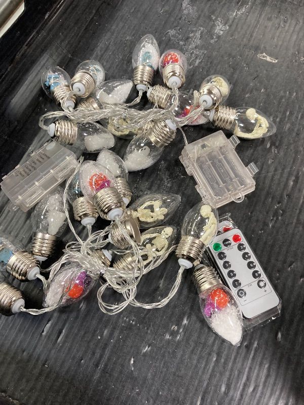 Photo 1 of ***BATTERY OPERATED***2 Pack 16.4FT Halloween Bulb String Lights Indoor, Halloween Light Indoor, Snow Globe String Lights Battery Operated with 24 Spooky Charms, Remote Timer - 8 Lighting Modes for Window, Outdoor Decor***BATTERY OPERATED**
