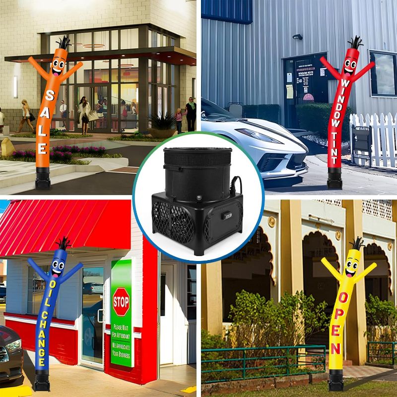 Photo 1 of 1/4 HP Wacky Waving Inflatable Tube Guy Air Blower, 200W Inflatable Tube Man Blower Fan, Fits 9" Diameter Inflatable Dancer