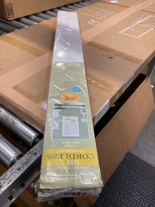 Photo 1 of Cordless 1" Vinyl Mini Blinds for Indoor Windows - Light Filtering Horizontal Window Blinds & Shades, 23" W x 36" H, White