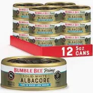 Photo 1 of (12 pack) Bumble Bee Prime Fillet Low Sodium Solid White Albacore Tuna in Water, Wild Caught, Gluten Free, 32g Protein per Serving, Shelf Stable Can, 5oz
