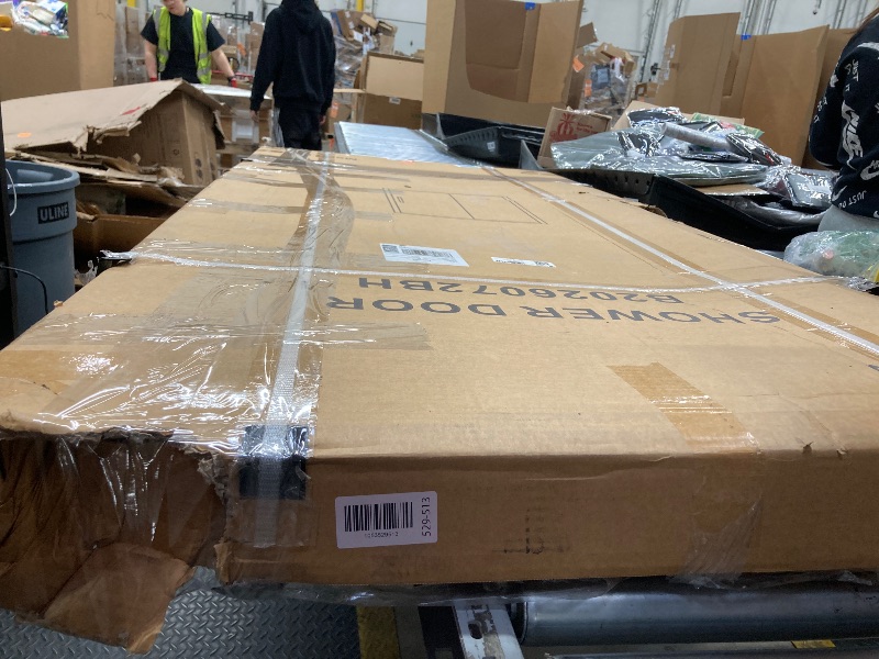 Photo 1 of ***NO INSTRUCTION MANUAL**GLASS HAS SOME CHIPS AND SCRATCHES THAT ARE HARD TO SEE IN PICS***DELAVIN 60" W x 72" H Semi-Frameless Sliding Shower Door with Magnetic Seal Strip, Glass Shower Door with Gray SGCC Tempered Glass, Black Shower Doors with Water S