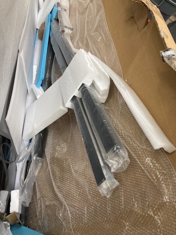 Photo 1 of ***NO INSTRUCTION MANUAL**GLASS HAS SOME CHIPS AND SCRATCHES THAT ARE HARD TO SEE IN PICS***DELAVIN 60" W x 72" H Semi-Frameless Sliding Shower Door with Magnetic Seal Strip, Glass Shower Door with Gray SGCC Tempered Glass, Black Shower Doors with Water S