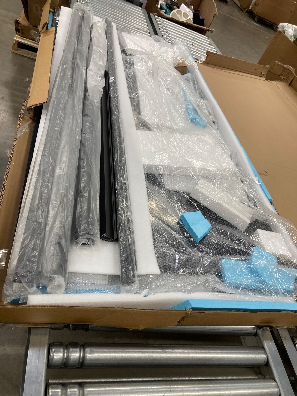 Photo 1 of ***NO INSTRUCTION MANUAL**GLASS HAS SOME CHIPS AND SCRATCHES THAT ARE HARD TO SEE IN PICS***DELAVIN 60" W x 72" H Semi-Frameless Sliding Shower Door with Magnetic Seal Strip, Glass Shower Door with Gray SGCC Tempered Glass, Black Shower Doors with Water S