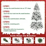 Photo 1 of ***(DAMAGE SELLING AS IS PARTS ONLY)*** ) DAYBETTER 6ft Artificial Christmas Tree, Snow Flocked Christmas Pine Tree, with 210 Warm White Lights, 627 White Tips Branch, Includes Metal Stand for Xmas Holiday, Indoor and Outdoor Decor