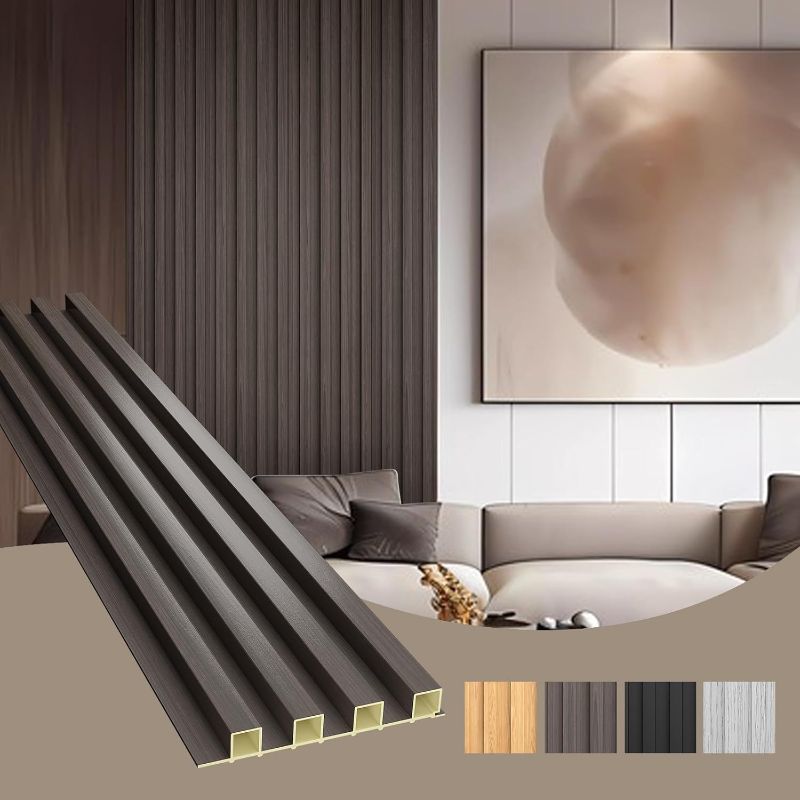 Photo 1 of **SOME DAMAGE TO ENDS-SEE PICS***OUZUGIE WPC Acoustic Slat Wall Paneling, 8-Pack 96 x 6 Inches 3D Wall Panels for Interior Wall Decor,Living Room,TV Background,Study Room,Office Spaces,Bedroom,High Grille (Walnut)