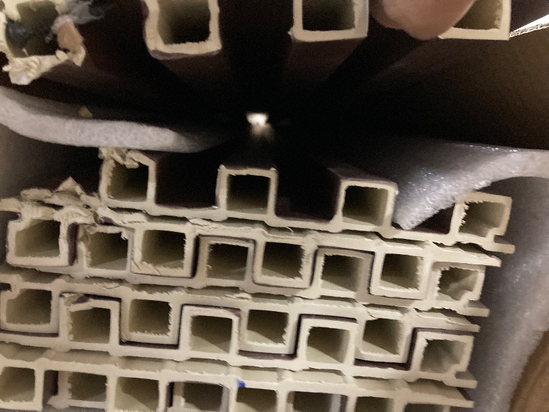 Photo 1 of **SOME DAMAGE TO ENDS-SEE PICS***OUZUGIE WPC Acoustic Slat Wall Paneling, 8-Pack 96 x 6 Inches 3D Wall Panels for Interior Wall Decor,Living Room,TV Background,Study Room,Office Spaces,Bedroom,High Grille (Walnut)