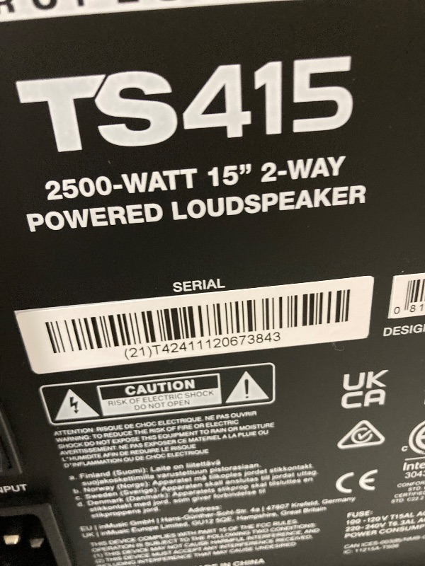 Photo 1 of ***(DAMAGED, SELLING AS IS )*** ALTO TS415 2500W 15" Powered PA Speaker with 3 Channel Mixer, Bluetooth Streaming, Wireless Loudspeaker Linking, DSP and ALTO App