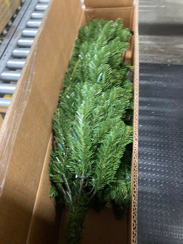 Photo 1 of ***LIGHTS DONT WORK/DAMAGED PLUG***National Tree Company 4.5 ft Pre-Lit Kingswood Fir Slim Artificial Christmas Tree, 150 Clear Lights, 330 Tips, Includes Stand, Green