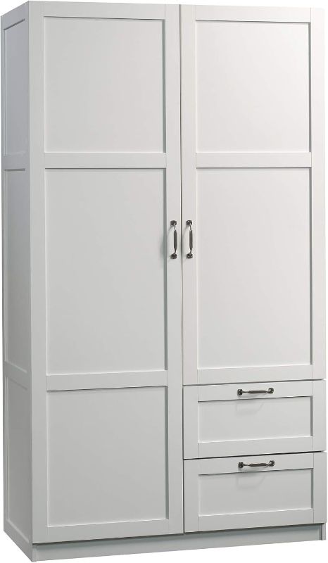 Photo 1 of ***BOX 2 OF 2 ONLY/INCOMPLETE SET***Sauder Select Multipurpose Bedroom Armoire Wardrobe Closet Pantry Storage Cabinet with Storage Drawers and Hanging Rail, in Soft White finish