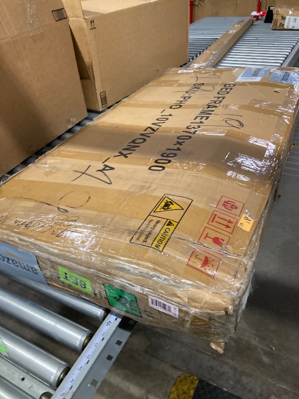 Photo 3 of IDEALHOUSE Full Size Canopy Bed Frame with Nailhead Decoration Headboard?Upholstered Bed Frame with Poles 4 Corner Bed Bracket,Solid Wood Slats Support,No Box Spring Needed,Noise Free,Gray