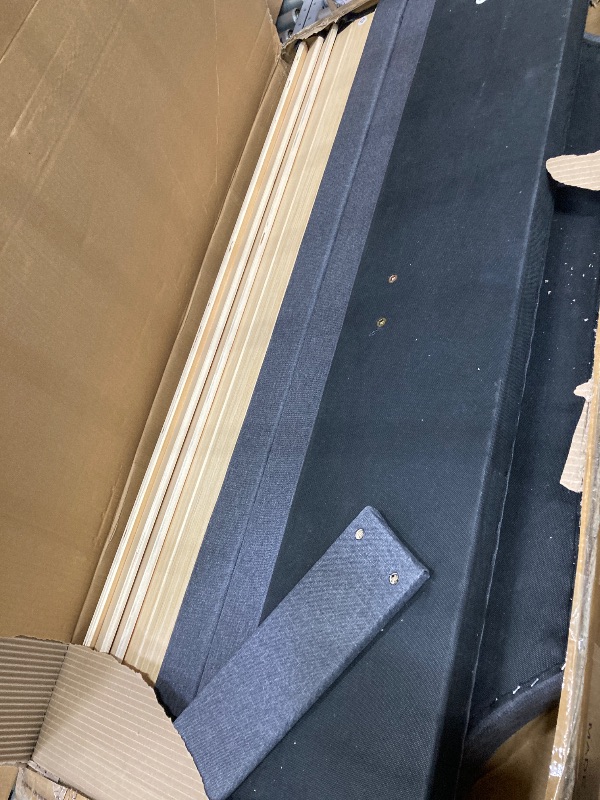 Photo 1 of IDEALHOUSE Full Size Canopy Bed Frame with Nailhead Decoration Headboard?Upholstered Bed Frame with Poles 4 Corner Bed Bracket,Solid Wood Slats Support,No Box Spring Needed,Noise Free,Gray