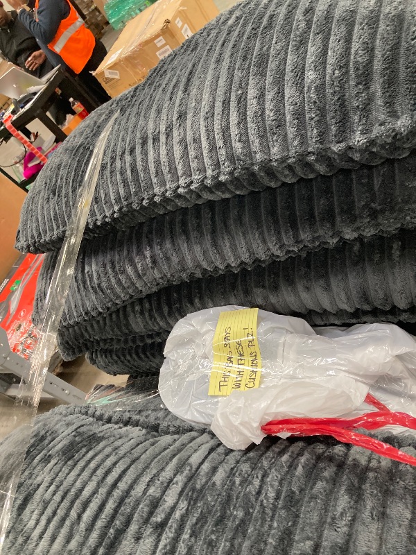 Photo 1 of Vesgantti 109" U Shaped Cloud Sectional Sofa, Comfy Corduroy Upholstered Sectional Modular Sofas for Living Room, Modern Modular Couch with 2 Ottoman Deep Seat, Dark Grey