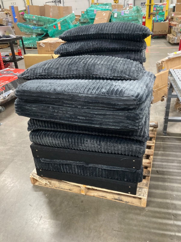 Photo 1 of Vesgantti 109" U Shaped Cloud Sectional Sofa, Comfy Corduroy Upholstered Sectional Modular Sofas for Living Room, Modern Modular Couch with 2 Ottoman Deep Seat, Dark Grey