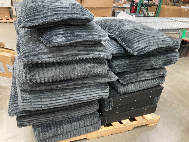 Photo 1 of Vesgantti 109" U Shaped Cloud Sectional Sofa, Comfy Corduroy Upholstered Sectional Modular Sofas for Living Room, Modern Modular Couch with 2 Ottoman Deep Seat, Dark Grey